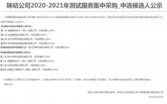 公司中标《咪咕公司2020-2021年测试服务集中采购》